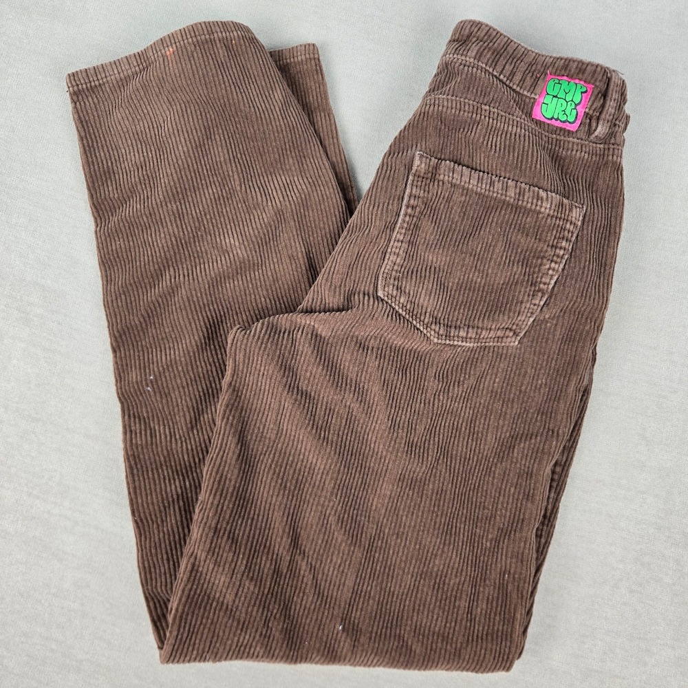 Empyre Brown Corduroy Pants Mens 26x30 Straight Leg Skate Streetwear Logo Patch